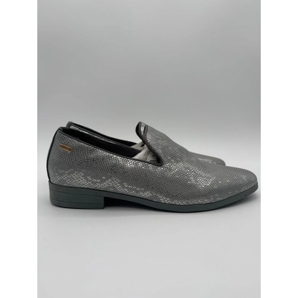 Mens Slip On Dress Shoes Snake Skin Silver Loafers‎ US 9.5